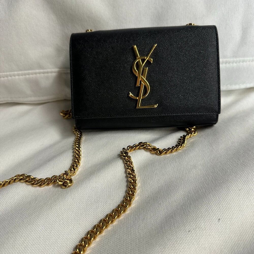 Saint Laurent Small Kate Black Leather Chain Bag